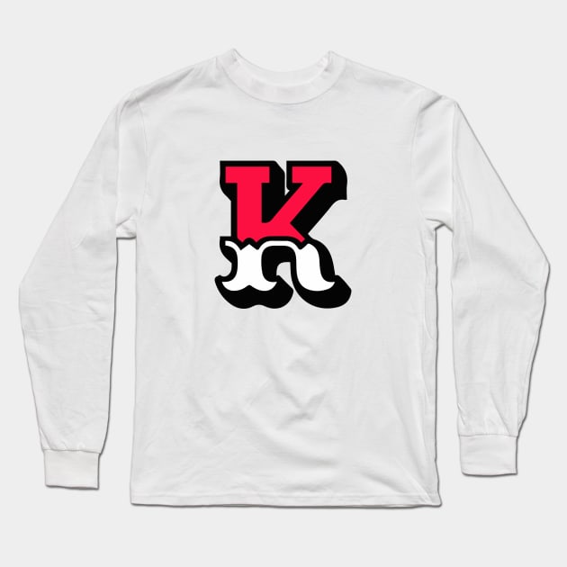 Monogram K - Alphabet Scrapbooking Red/White Circus Style Long Sleeve T-Shirt by RetroGeek